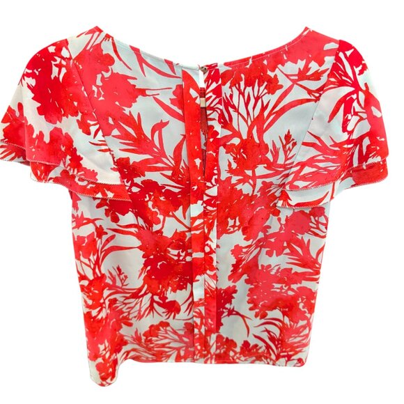 Banana Republic Women’s Red Floral Print Blouse Flutter Sleeve Top Size S - Picture 6 of 6